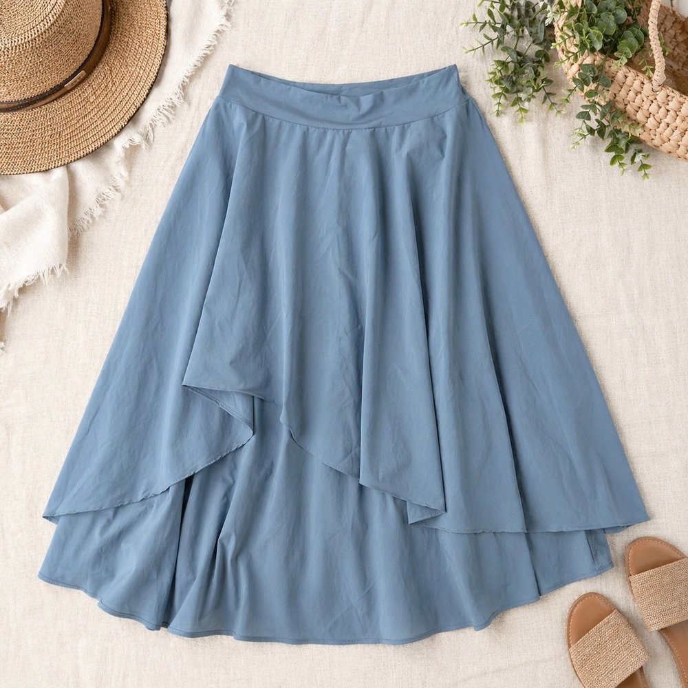 Halara Breezeful UltraSculpt High Waisted High Low Midi Skirt Blue Size L NWT